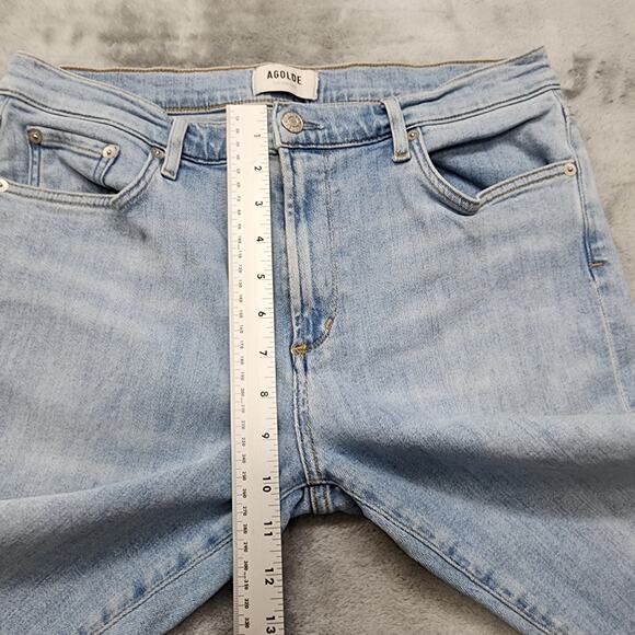 AGOLDE Jeans Womens 32 Blue Light Wash Sophie Raw Hem High Rise Crop Skinny - Picture 10 of 13